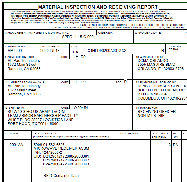 RFID Label Format DOD RFID Solution Mil Pac Technology
